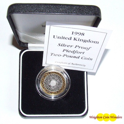 1998 Silver Proof PIEDFORT £2 - Bi-Colour - Click Image to Close